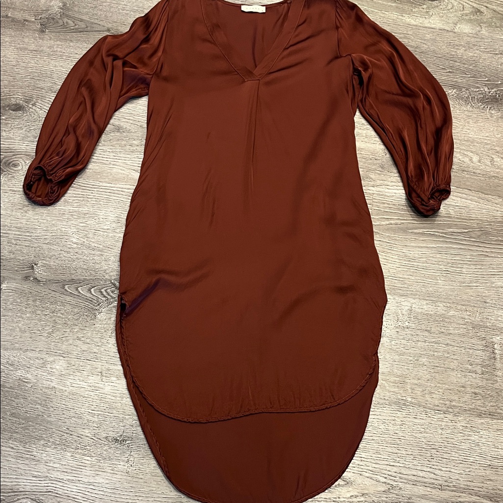 Stark X Long Sleeve Burgundy Silky Midi Dress Size Xs